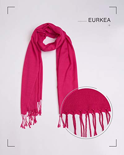 EURKEA Women's Scarf Pashmina Silky Soft Shawls Wraps Stole for Evening, Wedding and Gift - color: Fuchsia