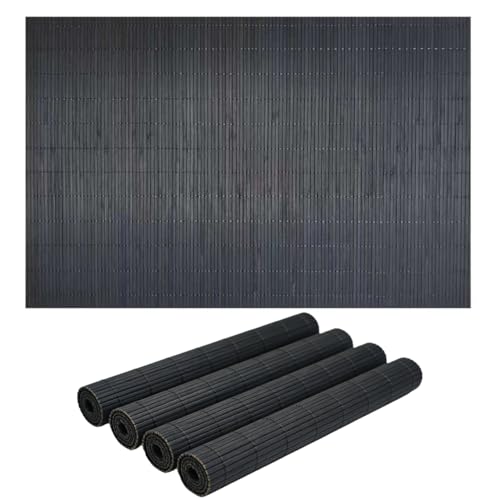 4-Pack Bamboo Placemats,Woven Heat-Resistant Rectangular Table Mats, Natural Rectangular Dining Place Mats, Rustic Japanese Style Plate Mats for Indoor Dining, Kitchen and Party Use(Black) - color: Black, size: set of 4