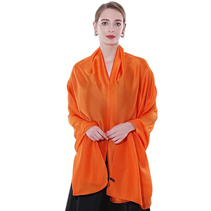 Womens Scarf Pashmina Shawls and Wraps for Evening Dresses Like Chiffon Silk Scarf for Bridal Weddings - color: Orange