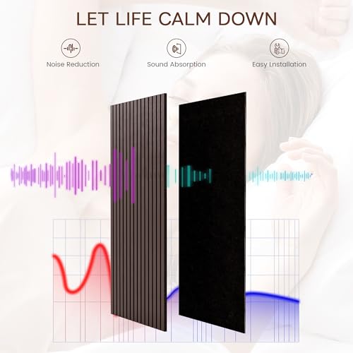Wood Sound Proof Wall Panels 2' X 4', Wood Acoustic Wall Panels, Sound Absorbing, Noise Cancelling,Easy Install, Set of 2 Brown
