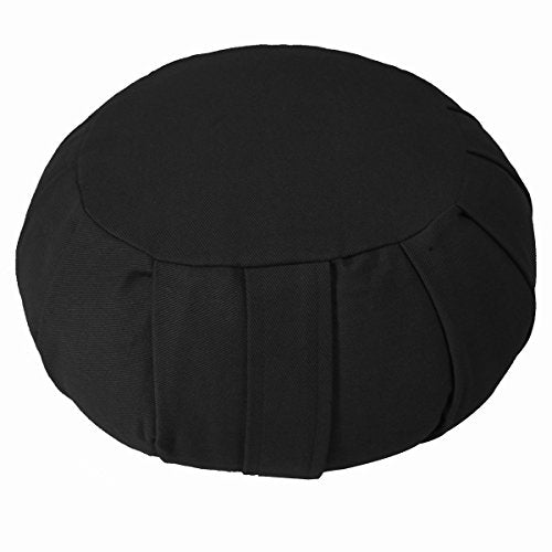 YogaAccessories Round Cotton Zafu Meditation Cushion Pillow - color: Black