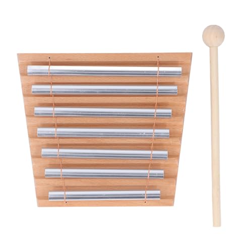7 Tones Hand Chime with Mallet, Sturdy Beech Wood and Aluminum Alloy Construction, Meditation Chime Bell for Sound Healing, Mindfulness Practice and Percussion Musical Instrument