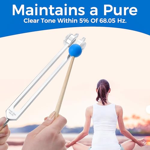 68.05 Solfeggio Tuning Fork for Healing, with Silicone Hammer Bag for Sound, Meditation, Chakra Balancing, Musical Instrument, Vibration - size: 68.05 hz