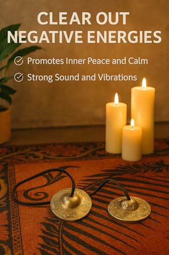 Tibetan Tingsha Cymbal Bells with case | Handcrafted in Nepal Sound Healing Meditation bells 6.5 cm for Sound Healing and Mindfulness. Sound Healing Instrument for Yoga and Meditation (Blue) - color: Blue