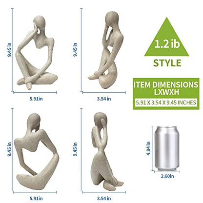 prosfalt Sandstone Resin Thinker Style Abstract Sculpture Statue Collectible Figurines Home Office Bookshelf Desktop Decor(Sandstone - Left Reverie) - color: Sandstone - Left Reverie