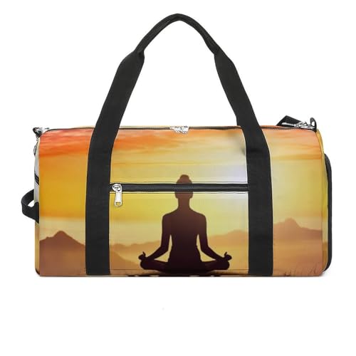 Yoga Meditation Barrel Gym Bags for Men And Women, Duffle Bag for Travel Sports Bag Camping Weekend Carry on Overnight Duffel Bag with Shoulder Strap