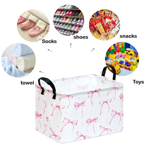 Kids Storage Basket Home Shelf Basket Rectangle Organizer Box Clothes Laundry Hamper Nursery Bin Gift Laundry Basket with Handles for Home - color: Star bowknot