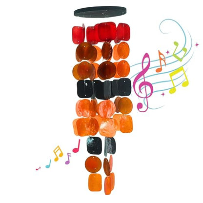 Bellaa 20720 Wind Chimes for Outside Capiz Sea Glass Shells Orange Red Black Outdoor Windchimes Home Garden Patio Yard Lawn Unique Gifts Mom Grandma - color: Y Fire