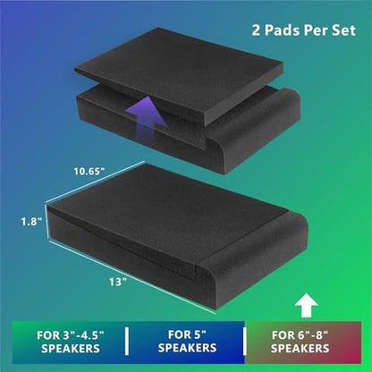 JBER 2 Pack Acoustic Isolation Pads, Studio Monitor Speaker Isolation Foam Pads, High Density Acoustic Foam Suitable for 6-8 Inch Speakers for Sound Improvement Prevent Vibrations (13 * 10.65 * 1.8")
