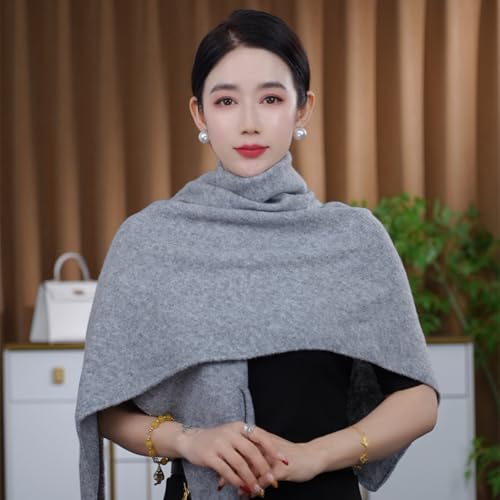 Shawls Wraps Women Triangle Sweater Scarf Warm Wool Blend Pashmina Cape Cold Weather Neck Warmer Winter Fall Accessory - color: Solid-light-gray