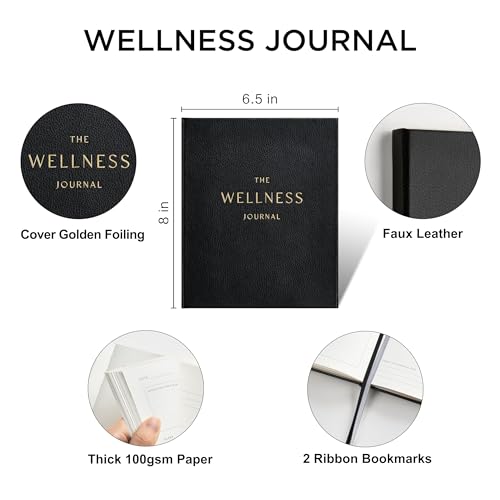 &And Per Se Wellness Journal, Self Care & Daily Journal for Women, Mental Health Planner with Habit Tracker, Diet & Goals, Undated, Gift-Ready (Black) - color: B-Bold Black