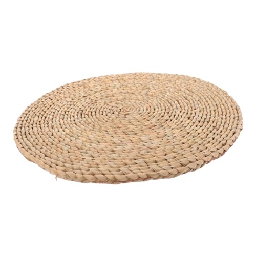 Natural Woven Yoga Floor Cushion Round Handmade Meditation Mat for Sitting Durable Straw Seat Pad for Indoor and Outdoor Use for Zen Practices and Home Decor