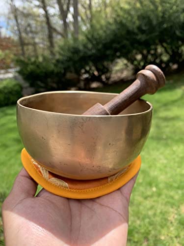 Beautiful hand hammered Tibetan Meditation Yoga Temple Bell Singing Bowl set 4.5