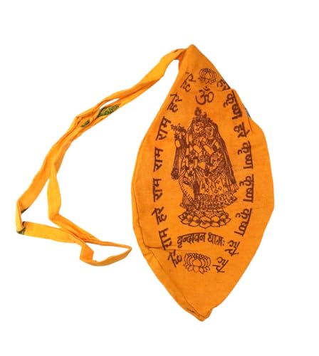 Gaumukhi Jap Mala Bag Hare Ram Hare Krishna Design Indian Handicraft Cotton Mala Chanting Prayer Jholi Mantra Japa Meditation & Yoga Prayer Bag (Orange) - color: Orange
