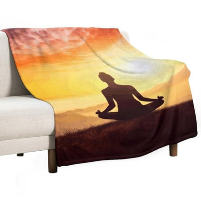 Yoga Meditation Soft Throw Blanket for Couch Lightweight Flannel Blanket for Sofa Couch Throw Bed Warm Cozy Decorative Blankets Fall Winter Decor 60"x80" - size: 60"x80"