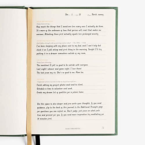Notes to Mindfulness Daily Journal for Women With Prompts, Illustrated Gratitude & Positivity Journal, Undated Guided Journal, Hardbound Wellness Journal - Intelligent Change x Chelsea Kauai (Sage - color: Sage Green