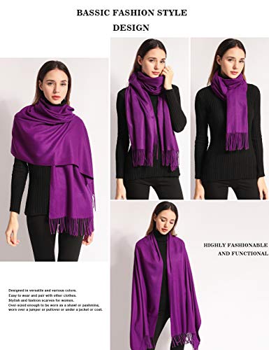 Pashmina Shawl Women Winter Scarf Warm Wedding Wraps Ladies Scarves for Evening Dresses - color: Purple