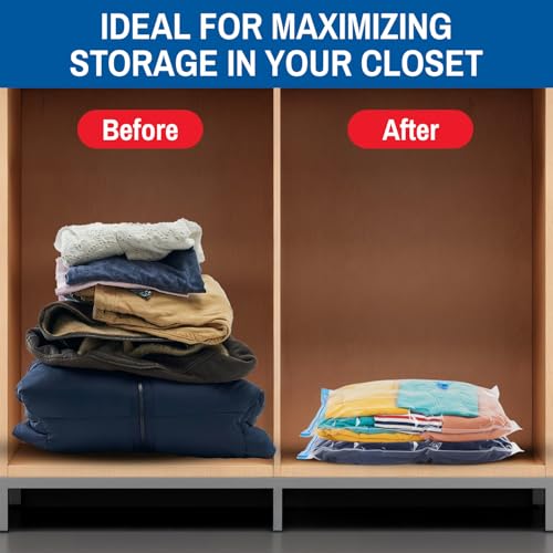6 Pack Small Vacuum Storage Bags for Comforters, Blankets & Clothes – Vacuum Sealed Compression Bags with Hand Pump – Space Saver Storage Bags for Bedding, Moving, Travel & Organization - size: 6 Small Bags