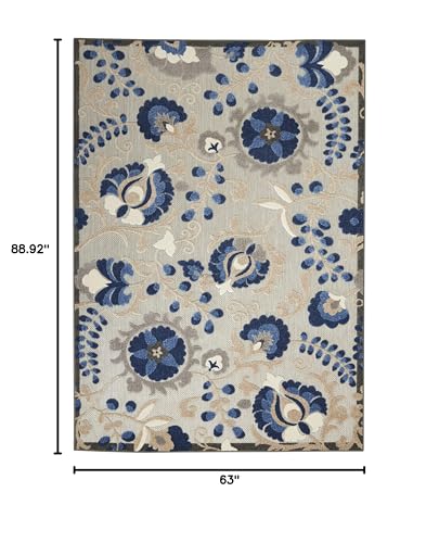 Nourison Home Aloha Natural Blue 5'3" x 7'5" Area Rug - Easy Clean, Non Shedding, Bed Room, Living Room, Dining Room, Kitchen (5' x 8') - color: Natural Blue, size: 5'3" x 7'5" (Rectangular)