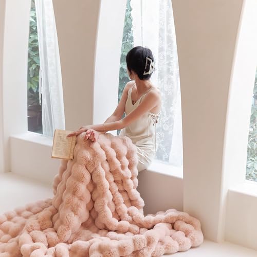 Large Fluffy Bed Blankets Throws Cozy Shaggy Faux Fur Blanket Soft Plush Thick Throw Blanket for Bed, Couch, Sofa, Office, Camping 60''x80'' Pink - color: D-pink, size: 60''x80''