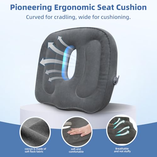 Sondor Travel Cushion,Air Seat Cushion,Evolution Cushion Portable & Lightweight Inflatable Seat Cushion - Ideal for Airplane Chairs, School Bleachers, Stadium Seats, and Wheelchairs (Gray) - color: Gray