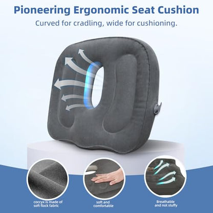 Sondor Travel Cushion,Air Seat Cushion,Evolution Cushion Portable & Lightweight Inflatable Seat Cushion - Ideal for Airplane Chairs, School Bleachers, Stadium Seats, and Wheelchairs (Gray) - color: Gray