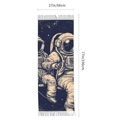Astronaut Sitting in Yoga Chakra Scarf for Women Warm Soft Scarves Fashion Fringed Shawl Casual Tassel Blanket Scarf - color: Astronaut Men