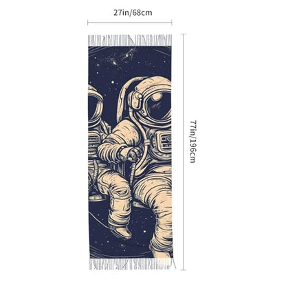 Astronaut Sitting in Yoga Chakra Scarf for Women Warm Soft Scarves Fashion Fringed Shawl Casual Tassel Blanket Scarf - color: Astronaut Men