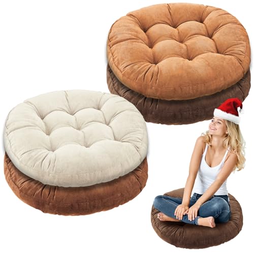 Jerify Floor Pillow Cushions Large Round Square Large Meditation Floor Pillow for Classroom Adult Meditation Picnic Party Seating Learning Daycare School(Round,Brown,4 Pcs) - color: Brown, size: Round