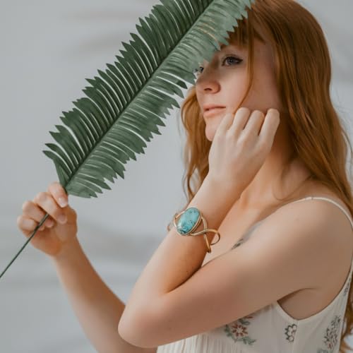 AYANA Turquoise Brass Bracelet | Stone of Healing & Protection | Throat Chakra | December Birthstone | Handcrafted with Ethically Sourced, Natural, Pure Gemstones