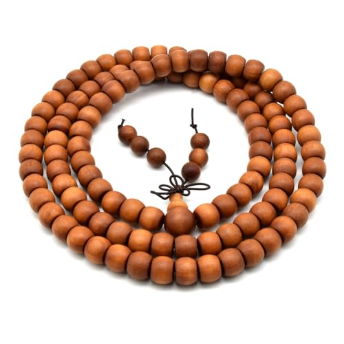 Zen Dear Unisex Teak Wood Prayer Beads Buddha Buddhist Beads Japa Mala Necklace Bracelet Bead
