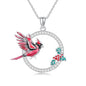 Hummingbird/Phoenix/Owl/Dove/Flamingo/Raven/Blue Jay/Cardinal/Peacock/Eagle/Parrot/Robin Necklace for Women 925 Sterling Silver Bird Pendant Necklace Animal Jewelry Gift for Mother Wife - style: Cardinal Round Necklace