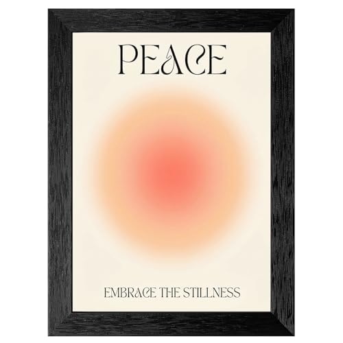 Framed Peace Aura Wall Art - Minimalist Coral Gradient Poster with Premium Black Frame - Contemporary Zen Decor for Home and Office - 24x36 Inch - color: 10 Framed Version, size: 36"L x 24"W