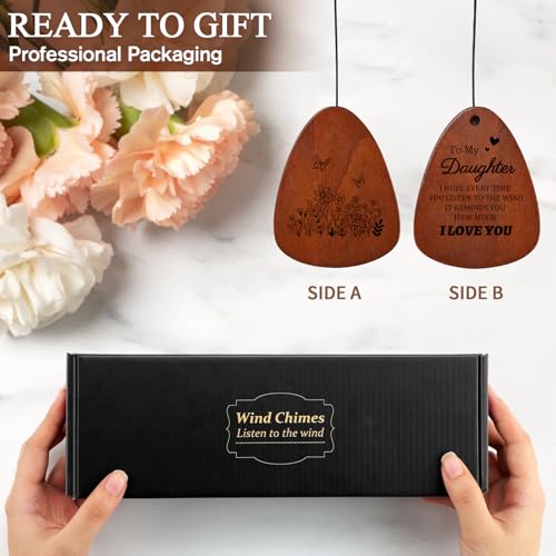 PRSTENLY Daughter Gifts from Mom Dad, Daughters Wind Chimes Gifts for Daughter Birthday Valentine Mothers Day Graduation Christmas - size: Daughter