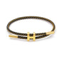 OSIRIDEH2 Bracelet with Adjustable Design Polished H Shape Buckle, Bracelets for Women, 18k Gold-plated Buckle Design Titanium Steel Wire Rope Women's Gift Jewelry - color: Black and gold