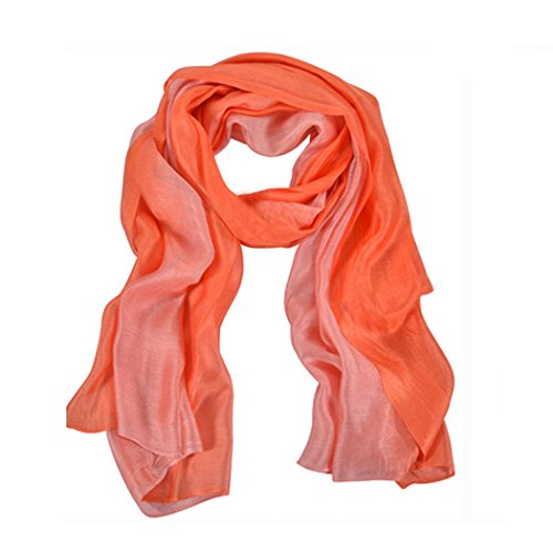 Cotton Silk Scarf Elegant Soft Wraps Color Shade Scarves for Women - color: Orange