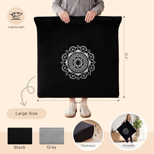 Meditation Cushion Set with High-Density Foam : 26.4" Large Floor Pillow for Yoga, Meditation, Sitting，Zafu & Zabuton Removable Washable Luxe Velvet Cover - color: A
