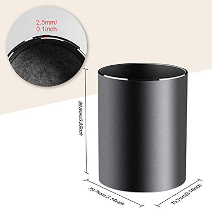 Vaydeer Metal Pen Holder Aluminum Pencil Holder for desk, Round Desktop Organizer and Black Pencil Cup for Office, School, Home and Stationary Supplies (3.15 x 3.15 x 3.94 Inches) - color: Black