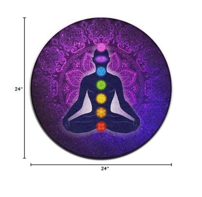 Modern Round Area Rug, Non-Slip Machine Washable Kitchen Office Circle Rug, Room Sofa Yoga Soft Round Carpet Compatible with Seven Chakra Yoga Meditation Lotus Purple Mandala 24inch(60cm) - color: Color700, size: 24inch(60cm)