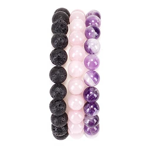 Cherry Tree Collection - Small, Medium, Large Sizes - Gemstone Beaded Bracelets For Women and Men - 8mm Round Beads - color: Peace and Serenity, size: Large