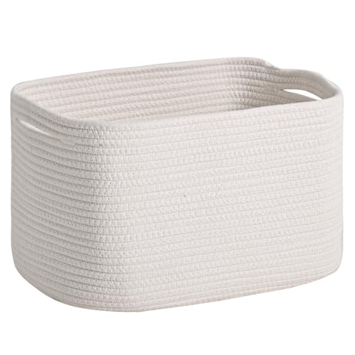 ICERZCZ Woven Cotton Rope Storage Basket for Organizing, Cute Decorative Baskets for Gifts Empty, Organizer Bins for Dog Toy, Baby Laundry, 17“×13”×9.5“, Off White - color: Off White, size: 17“(L)×13”(W)×9.5“(H)