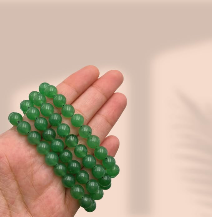 GEMSCITE Japa Mala 108 Prayer Beads Perfect for Meditation Spiritual Mala Necklace & Wrist Mala Bracelet - color: Green Aventurine, size: Without Knots