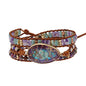 Women Boho Handmade Natural Stone Crystal Leather Bead Wrap Bracelets Collection - style: Blue Purple 3W
