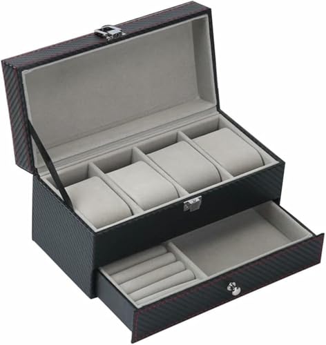 Carbon Fiber Double-Layer, Multi-Function Storage Box Simple Packing Storage Box - Convenient and Stylish Organizer for Your Essentials Box - color: Black