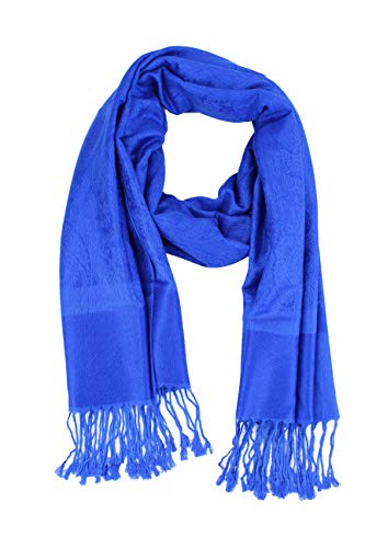 PASKMLNA Paisley Jacquard Pashmina Shawl Wrap Scarf Stole - color: Royal Blue