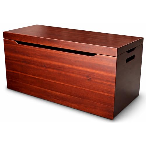 Fully Assembled, Solid Wood Storage Chest with Lid & Handles, Wooden Box, Organizer, Storage, Birthday, Gift, Blankets, Clothes, Keepsakes, Anti-Slam Hinges, 30” Professional Mahogany Finish