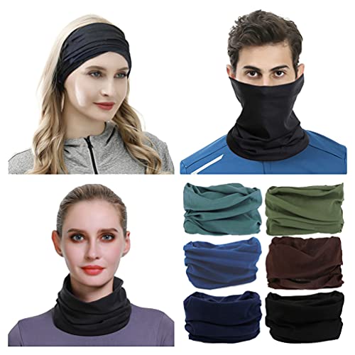 Headband Neck Gaiter Head Wrap Headwear Face Mask Magic Scarf Bandana for Men and Women - color: 6pc.solid Color Series