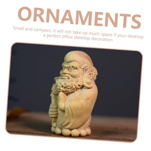 Wood Carved Bodhidharma Statue Unique Wooden Ornament for Home and Tea Room Decor Handcrafted Craft Meditation and Zen Spaces