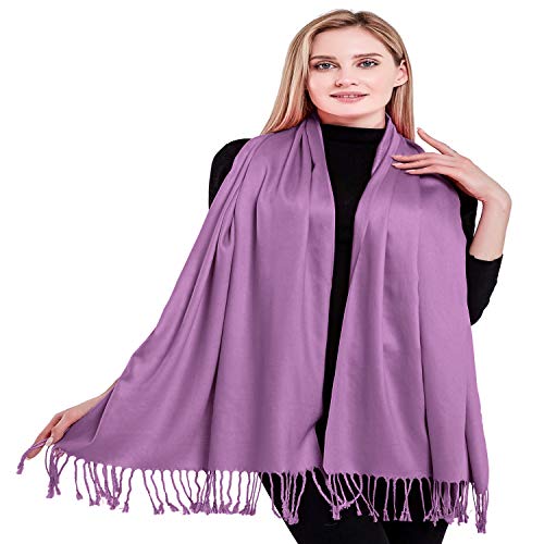 CJ Apparel Solid Color Tassels Design Nepalese Shawl Scarf Wrap Stole Throw Head Wrap Pashmina Gift Hand Made in Nepal New - color: Mauve