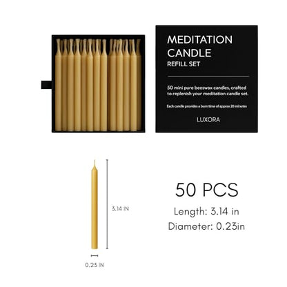 20 Minute Pure Beeswax Candles, Beeswax Meditation Candles, Refill Pack of 50 Mini Candles, Stress Releif Gifts for Women,Non Toxic Candle Made in Australia (Refill Pack 50pcs) - size: Refills (50pcs)